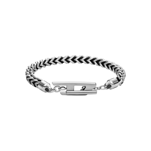Diesel Herren-Armband aus Edelstahl mit Knebelverschluss, Graues Silber