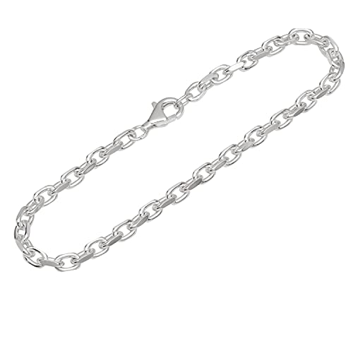 NKlaus Armband 925 Sterling Silber 19cm Ankerkette seitlich diamantiert Herren Armkette 12429