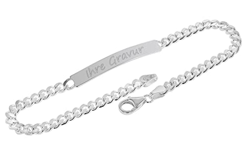 trendor Herren Gravur-Armband 925 Silber Schildband 21 cm inklusive Wunsch-Gravur Gravurschmuck aus Sterlingsilber für Männer, zeitlose Geschenkidee, 41065