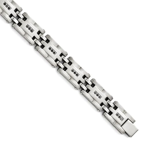 Edelstahl poliert gebürstet 3/4 Karat TW. Diamant Armband – 23 cm
