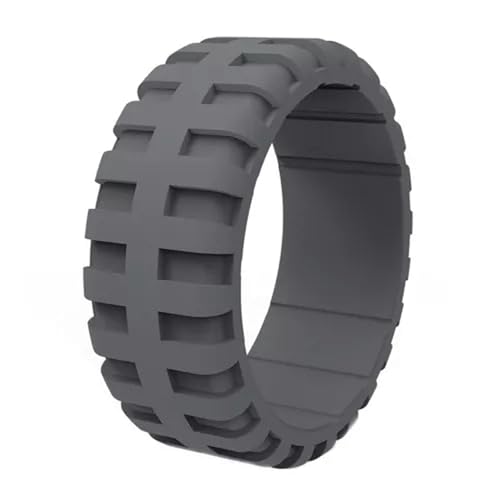 Silikon-Hochzeitsring, Flexibler Reifenmuster-Fingerring aus Gummi, Verlobungsring, Sport, Grau, 7