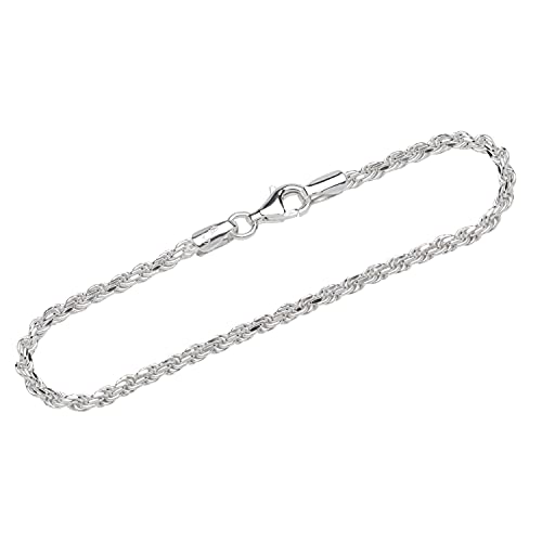 NKlaus Silber Armband Herren 925-19 cm - Kordelkette geschliffen - Sterling Armbandkette - Männer Armkette Echt Sterlingsilber - 2,9mm breit 12791