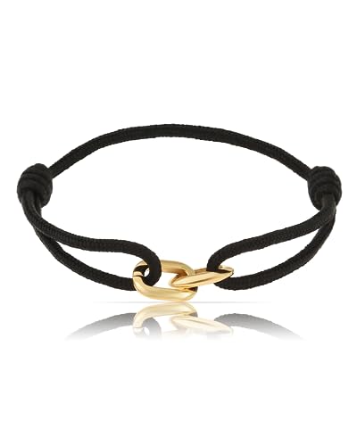 Made by Nami Surfer-Armband Herren & Damen • Segeltau Armband Handgemacht & Geflochten • Maritimes Armband • Minimalistisches Armband • 100% Wasserfest & Verstellbar • Geschenke Männer (Schwarz Gold)