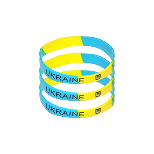 Berrysun Armband Ukraine Geschenke Ukrainisches Armband Gummi -Souvenirs Flagge Unisex Lüfter Armband Glas Armreifen Damenschmuck (Color : C, Size : One Size)