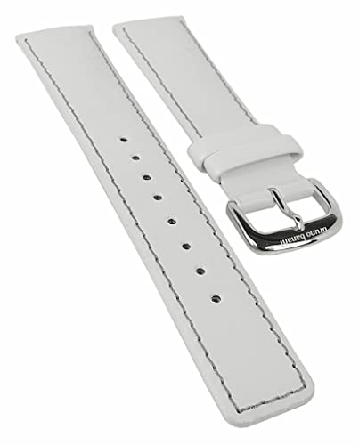 Bruno Banani Ersatzband 21mm in weiß aus Leder mit Naht mit Schließe silberfarben IN4