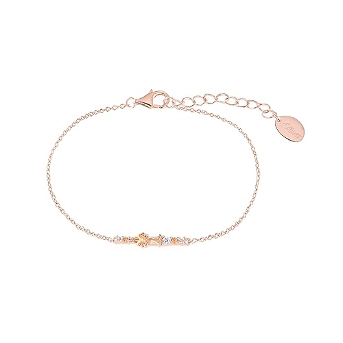 s.Oliver Armband 925 Sterling Silber Damen Armschmuck, mit Zirkonia synth., 17+3 cm, Roséfarben, Kommt in Schmuck Geschenk Box, 2036880