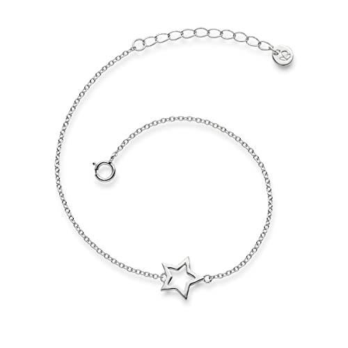 Glanzstücke München Damen-Armband Stern Sterling Silber 17 + 3 cm - Silber-Armkettchen Freundschaftsarmbänder Armbändchen Silber 925