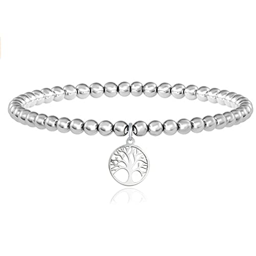 SAGA GIOIELLI® Damen-Armband Kugeln Baum des Lebens Herz Stern Stahl, Diámetro de la muñeca máximo: 19 cm (7.48 inches), Edelstahl, 0 Stk