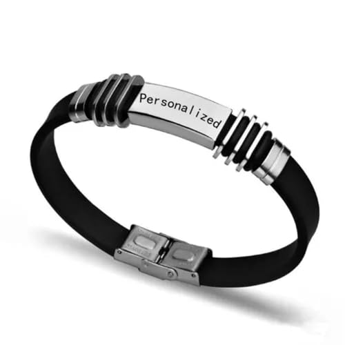 Personalisiertes Herren- und Damen-Lederarmband mit Gravur, Geburtstagsgeschenk aus Edelstahl, Nr. 5