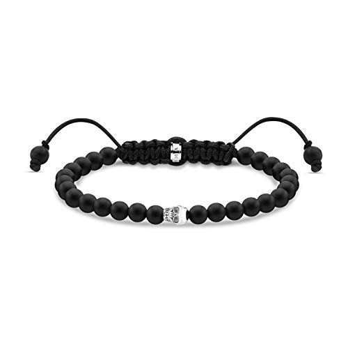 THOMAS SABO Unisex Armband Schwarz Totenkopf Silber 925 Sterlingsilber, Geschwärzt, Nylon A2015-811-11