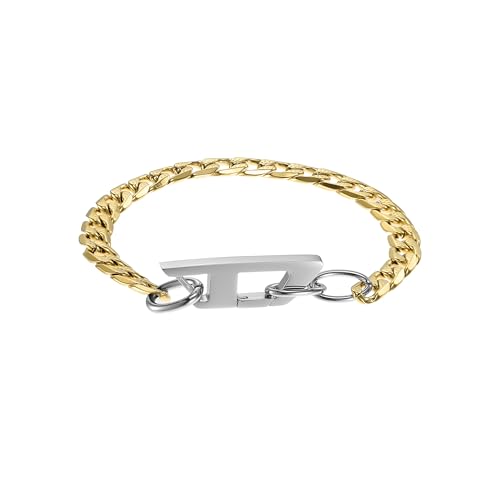 DIESEL Armband für Männer Zweifarbiges Edelstahlkettenarmband, Länge: 220mm, Breite: 32.5mm, Höhe: 10mm, DX1437931