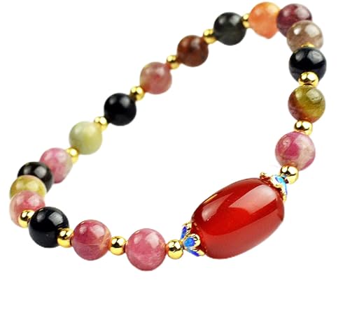 Perlenarmbänder, Schutzarmbänder for Männer und Frauen, natürlicher Turmalin, roter Achat, Feng Shui, Citrin, Amethyst for Frauen, Liebe, 7 Chakra, Talisman, Wohlstand, Geld, Glück, 2022, neuer Luxus-