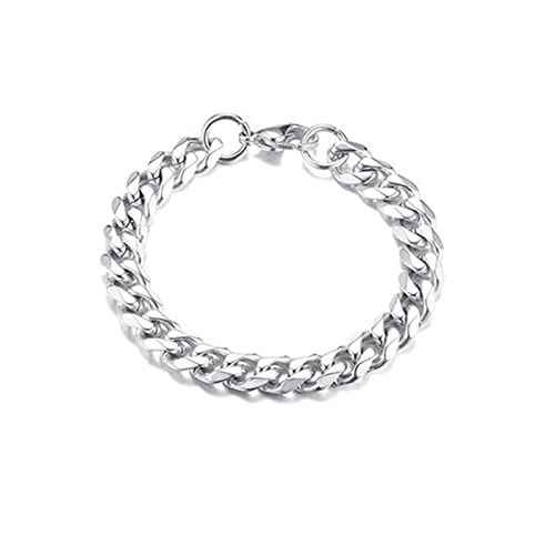 Mesnt Schmuck Unisex Armband Edelstahl Breit, Titan-Silber-Ketten-Kette narmband für Herren Damen, Silber-3.6mm-23cm