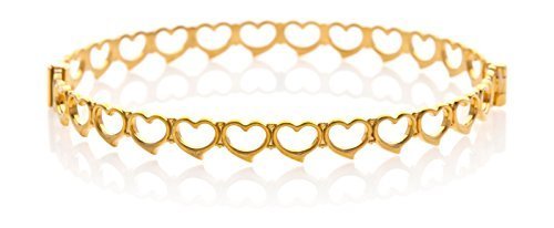 Armreif, 9 Karat Gelbgold, Tiffany-Herz-Design, Scharnier-Armband. Lieferung erfolgt in Geschenkverpackung