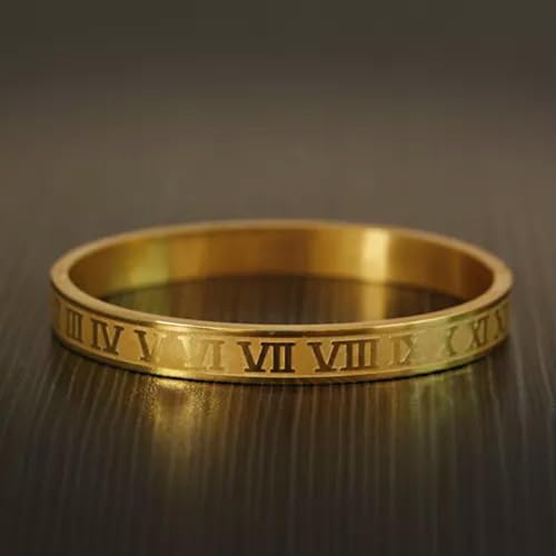 Luxuriöses Herren-Armband-Set mit Königskrone und römischen Zahlen, Armreif, Schmuck, römischer Zahlen-Armreif – Gold