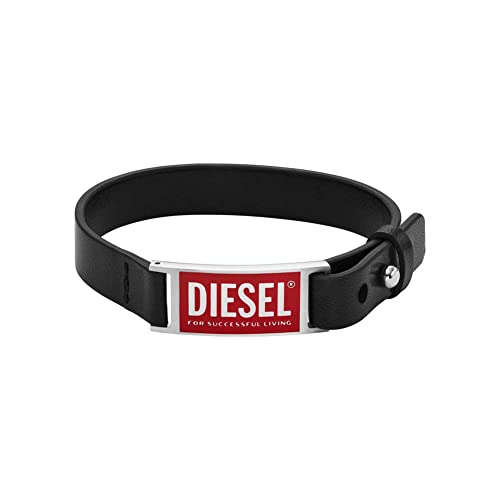 Diesel Herrenarmband Logo Leder schwarz, DX1370040
