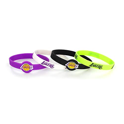 aminco Uni-Erwachsene Silicone Bracelet 4-Pack Silikon-Armband, 4 Stück, Los Angeles Lakers, Einheitsgröße