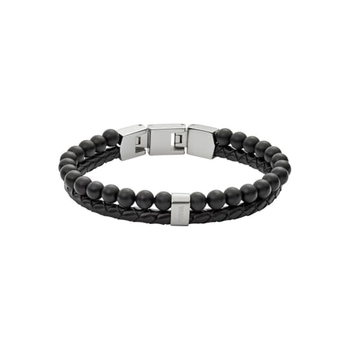 Fossil Armband Für Männer, Innenlänge: 180mm + 15mm Schwarz & Silber Edelstahlarmband, JF02763040