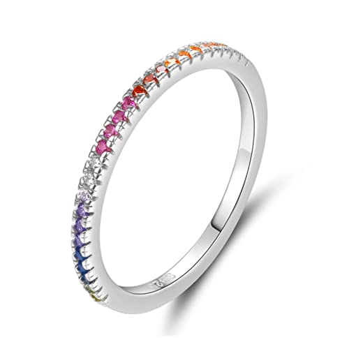 WEITING Prägnante Ringe für Damen, 925er Sterlingsilber, luxuriöser Zirkonia-Stein, Rosé-Schwarz-Gold, Ehering, Bulgarien-Schmuck, Herrenring, 8, Stil 2, Weißgold