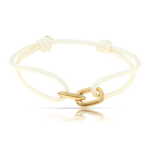 Nami Surfer-Armband Herren & Damen - Segeltau Armband Handgemacht & Geflochten - Maritime & Minimalistische Armbänder - 100% Wasserfest & Verstellbar - Geschenke für Männer (Beige Gold)