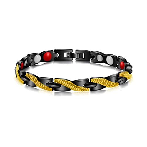 MenYiYDS Titan Stahl Magnetarmband Titanarmband für Männer, Magnetisches Armband für Damen und Herren (Schwarz und Gold)