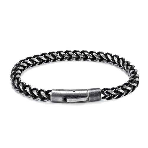 KnSam Armband Titan, Weizenähre Form Armbänder Herren, Gothic Vintage Punk Bettelarmband, Silber