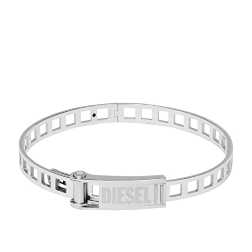 Diesel Armband Für Männer Stahl, Länge: 180-195mm, Breite: 10.5mm, Höhe: 1.5mm Silber Edelstahlarmband, DX1356040