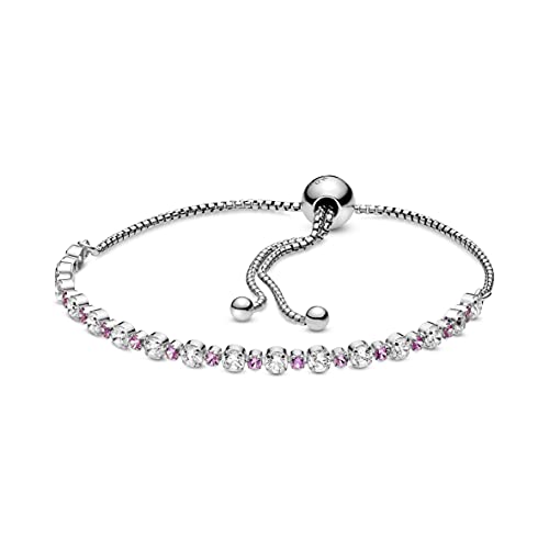 Pandora Damen Silber-Armband Pink & Clear Sparkle 598517C02, 598517C02-1, mehrfarbig, 23cm