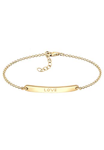 Elli Damen-Armband Love Schriftzug Liebe Freundschaft Wordings vergoldet silber 925 0202130116_17 - 17cm Länge