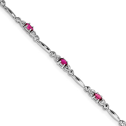 Sterling Silber rosa Turmalin und Diamant JewelryWeb Armband