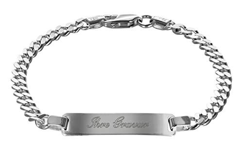 trendor Gravur-Armband für Männer 925 Silber Panzerkette mit Namen inklusive Wunsch-Gravur 88612-21