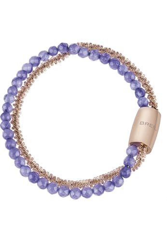 Breil Armband MAGNETICA SYSTEM für Damen aus Edelstahl IP in der Farbe Roségold mit lilafarbenen Achat Steinen, mit Magnetverschluss, Länge: 19 cm, TJ3194