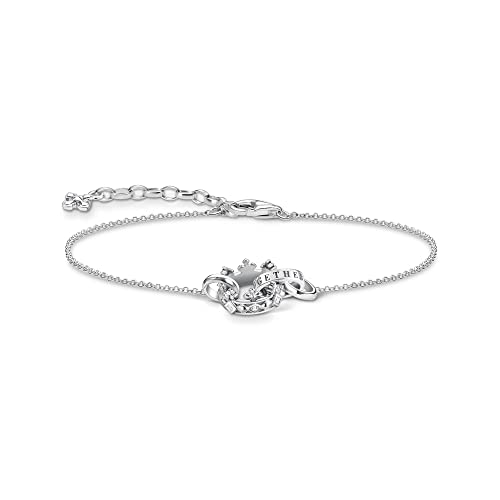 Thomas Sabo Sabo Damen Armband Handgearbeitete Krone und Ring mit „FOREVER TOGETHER“ Gravur in 925 Sterlingsilber, Gr. 16cm-19cm, A1982-643-14-L19V