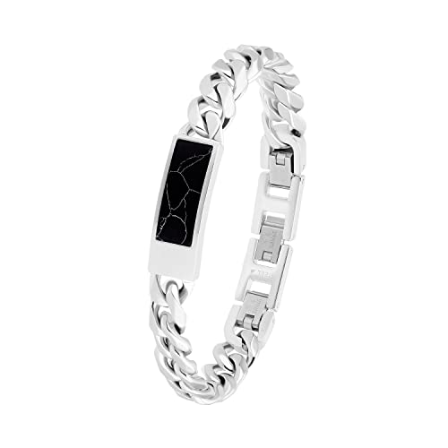s.Oliver Edelstahl Armschmuck, Schmuckstein synth, 19+1,5+1,5 cm, Schwarz, Kommt in Schmuck Geschenk Box, 2034936