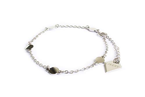LIKERY DOTS-Bracelet | Stylisches Design | Dezentes Armkettchen mit runden, geometrischen Plättchen | Feines Stainless Steel Armband | Zarte und leichte Kette | Größenverstellbar