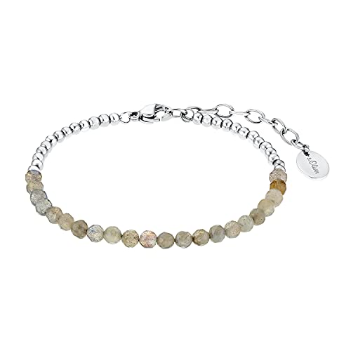 s.Oliver Armband Edelstahl Damen Armschmuck, mit Labradorite, 16+4 cm, Grau, Kommt in Schmuck Geschenk Box, 2032544
