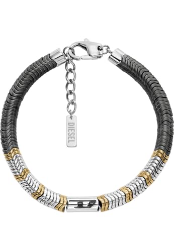 Diesel Herren D Logo Silberfarbenes Edelstahl Armband, DX1573931