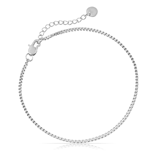 Made by Nami Herren Armband aus Edelstahl Silber/Gold • Minimalistisches Armband Herren • Armbänder für Herren • Silberarmband Männer • Filigrane Cuban Link Chain Armkette (Venetianer Design Silber)