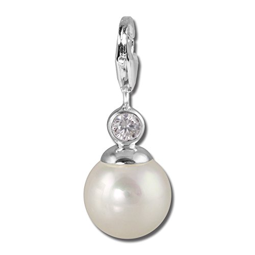 SilberDream Charm 925 Echt Silber Anhänger Perle Zirkonia Perle FC226W