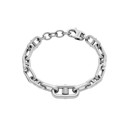 Fossil Damen Edelstahl mit Karabinerverschluss Runder Sternzeichen-Anhänger Halskette, Silberfarben