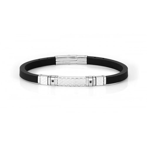 Nomination City Men's Black Silicone Bracelet with Plate and zircons 028809/001