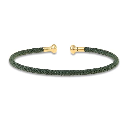 Made by Nami Surfer Armband Damen & Herren • Armreif Handgemacht aus Edelstahl geflochten • Maritimes Armband • Wasserfest & Verstellbar (Grün Gold)