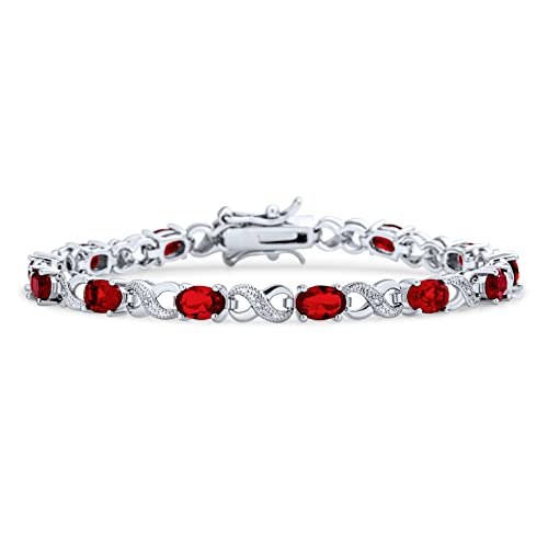 Bling Jewelry 9Ct Simuliert Ruby Cubic Zirconia Red AAA Oval Cz Romantic Liebe Knot Symbol Milgrain Tennis Frauen Plattiert