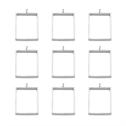 10 Stück Legierung offene Rückseite Lünette hohl große Anhänger rechteckigen Rahmen 29x20mm-Platin
