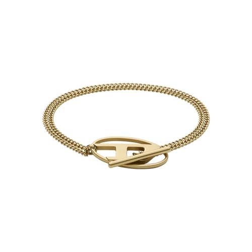 Diesel Herren-Armband aus Edelstahl mit Knebelverschluss, Blasses Gold