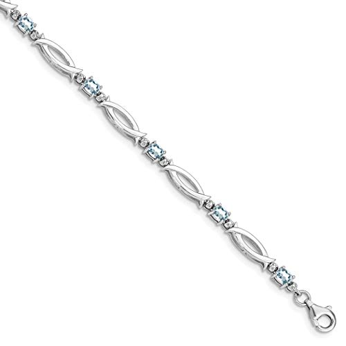 Sterling Silber Aquamarin Und Diamant JewelryWeb Armband