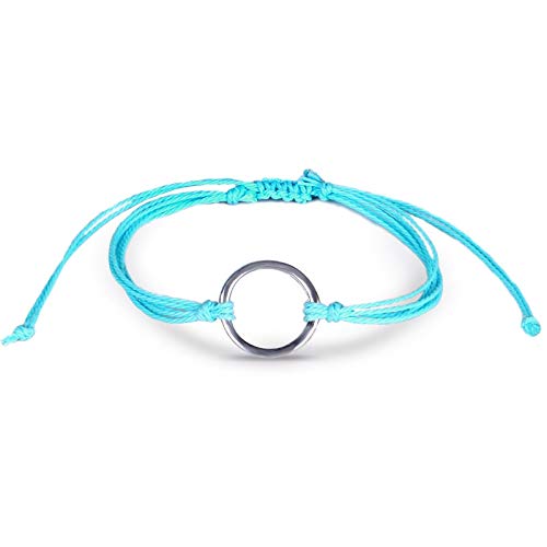 Seprendi Geflochtenes Armband im Hippie-, Freundschaftsarmband, Handgelenk, Knöchel, Ring aus Metall, Wachslinie, minimalistischer , See, Blau, Metall