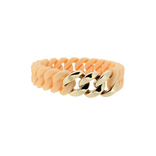 Hanse-Klunker Armband Damen Mini Silikon Rosenude, Edelstahl Rosegold Armreif Armkette Frauen Mädchen Größe 19-20 cm inkl. Schmuck-Geschenk-Box