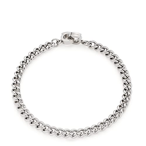 Leonardo Tinca Clip&Mix Armband aus Edelstahl 1 Stück, silberfarbenes Rund-Panzerketten Armband, schlichtes Gliederarmband, Damenschmuck, 021795