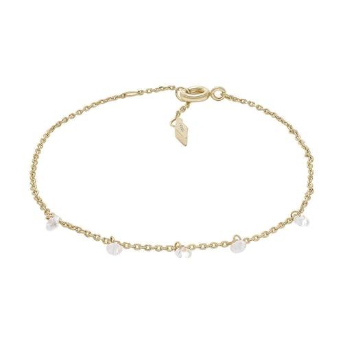 FOSSIL Damen Messing mit Karabinerverschluss schlankes Kettenarmband, Dunkelgold